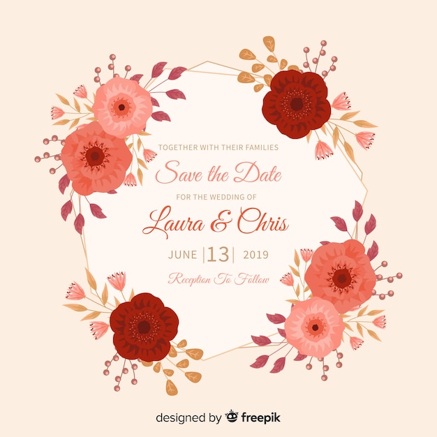 Invitation De Mariage Avec Cadre Floral