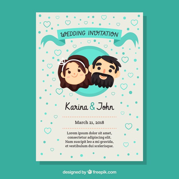 Invitation De Mariage Dans Un Style Dessiné à La Main