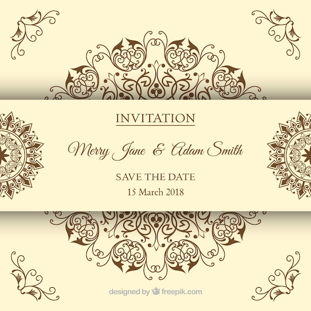 Vecteur gratuit invitation de mariage dans le style vintage