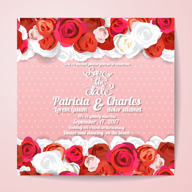 Invitation De Mariage Avec Un Design De Roses Rouges