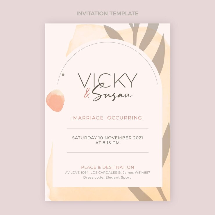 Vecteur gratuit invitation de mariage dessiné à la main