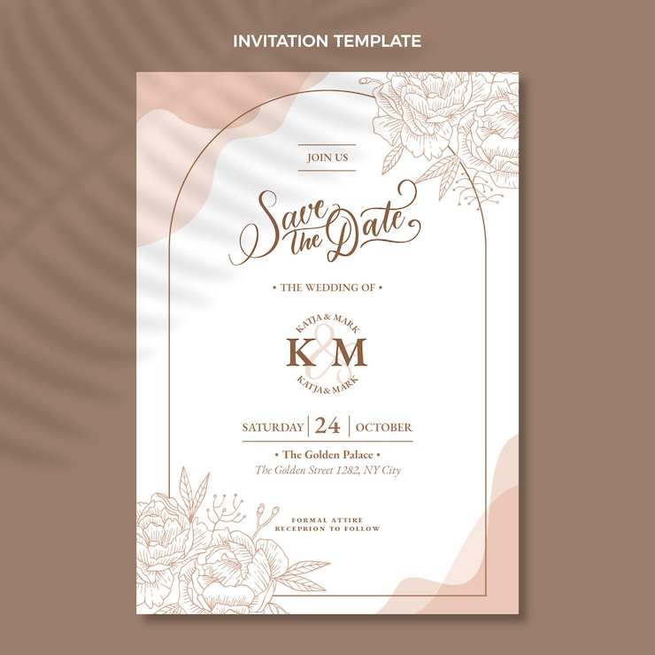 Vecteur gratuit invitation de mariage dessinée à la main
