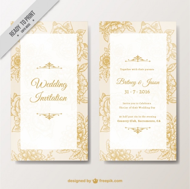 Vecteur gratuit invitation de mariage élégant avec des éléments floraux