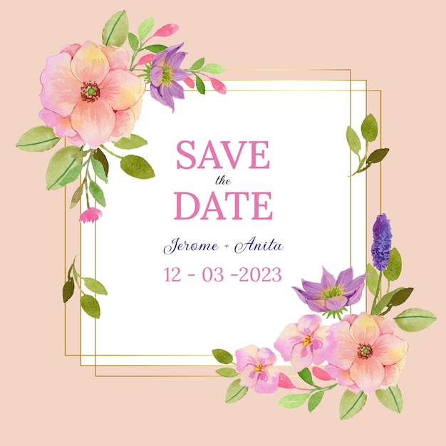 Invitation De Mariage Floral Aquarelle