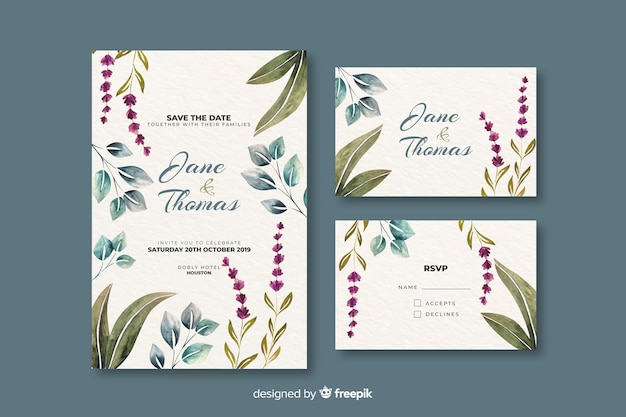 Invitation De Mariage Floral D'aquarelle