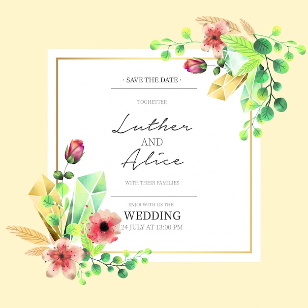 Invitation De Mariage Floral Dans Un Style Aquarelle