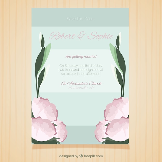 Vecteur gratuit invitation de mariage floral