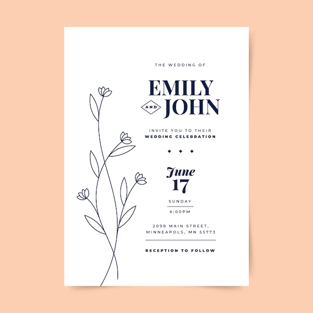 Invitation De Mariage Formel Design Plat