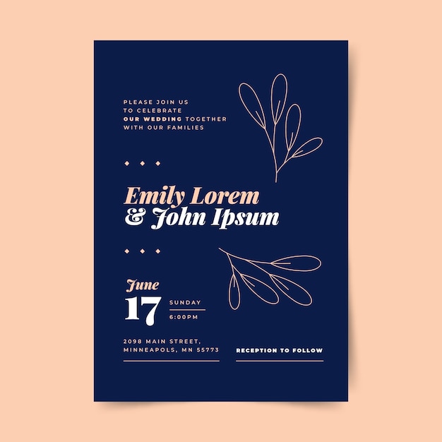 Vecteur gratuit invitation de mariage formel design plat