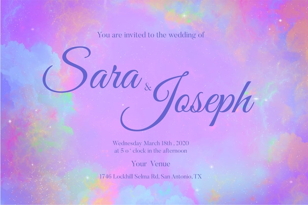 Invitation De Mariage Galaxie Aquarelle