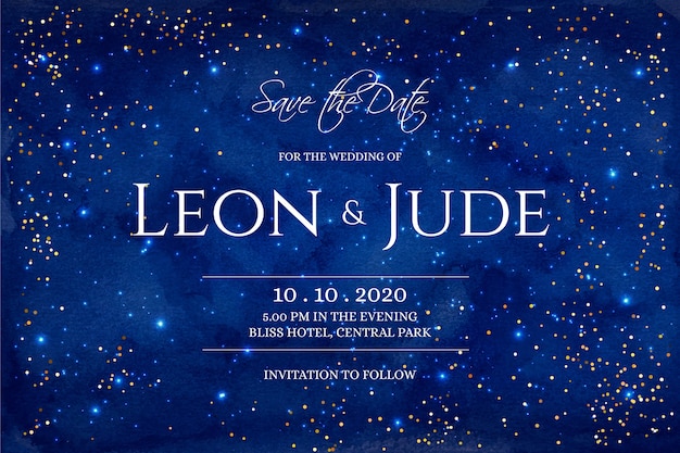 Invitation De Mariage Galaxie Aquarelle