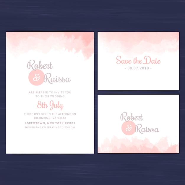 Vecteur gratuit invitation de mariage de gradient rose