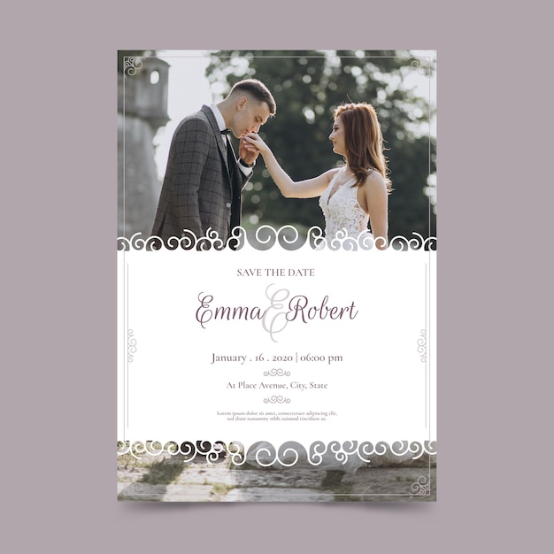 Vecteur gratuit invitation de mariage avec image