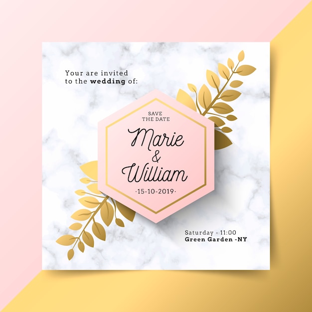 Invitation De Mariage De Luxe Avec Texture En Marbre