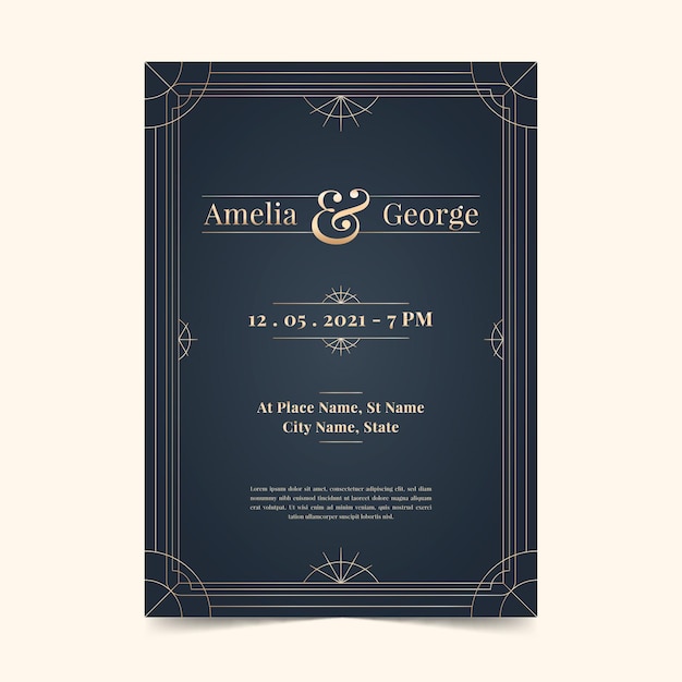 Vecteur gratuit invitation de mariage de luxe