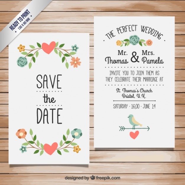 Vecteur gratuit invitation de mariage mignon