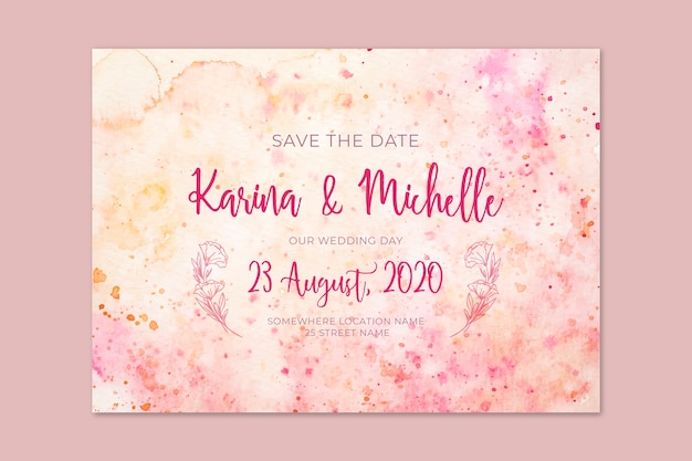 Vecteur gratuit invitation de mariage modèle aquarelle