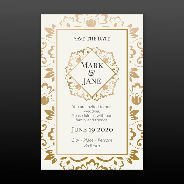 Invitation de mariage de modèle de damassé élégant