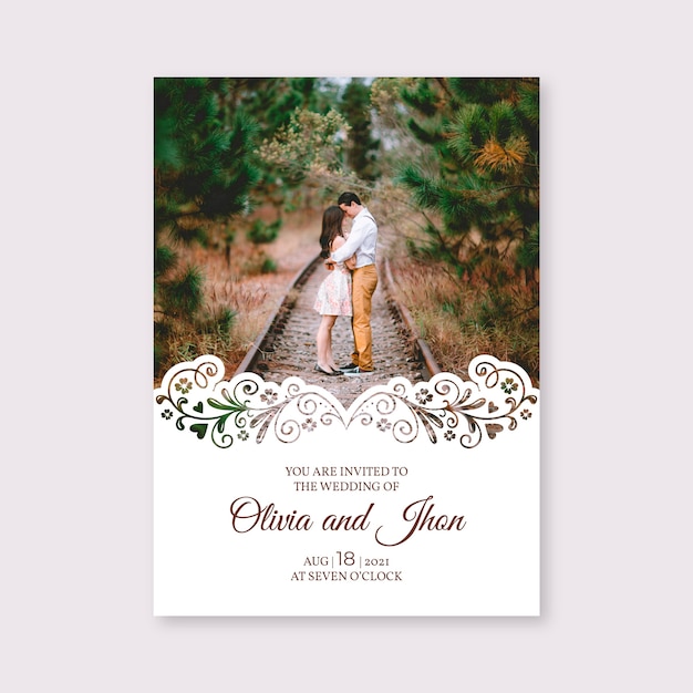 Invitation De Mariage De Modèle Avec Photo