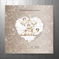 Vecteur gratuit invitation de mariage avec motif de coeur floral