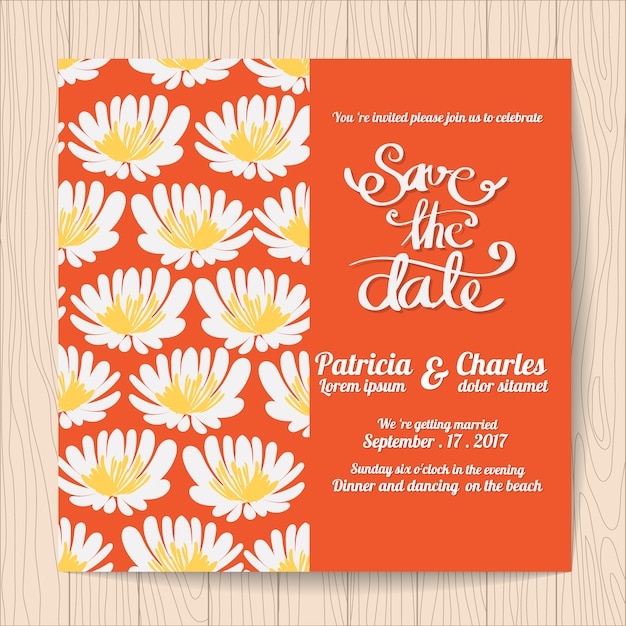 Invitation De Mariage Avec Motif Marguerite