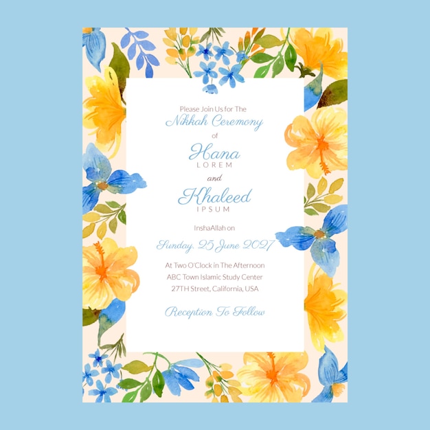 Invitation De Mariage Musulman Aquarelle