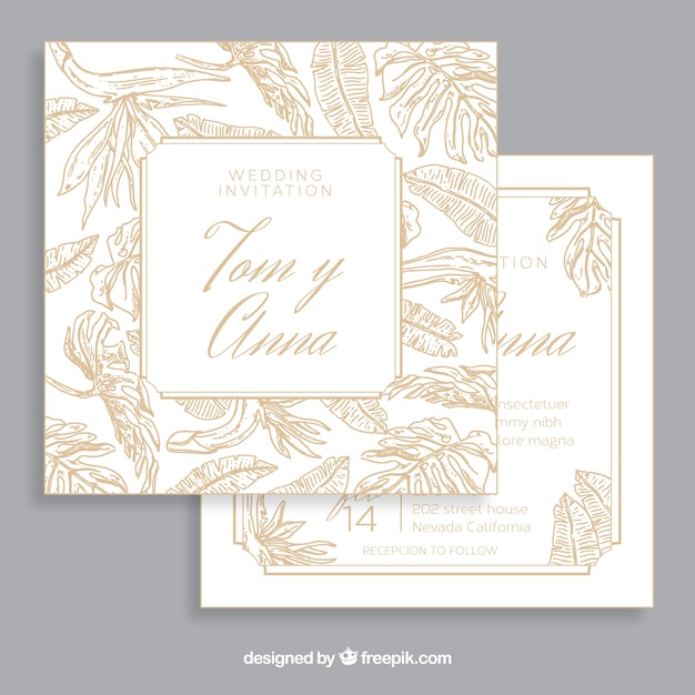 Invitation De Mariage Avec Des Ornements Naturels