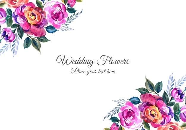 Invitation de mariage romantique avec des fleurs colorées