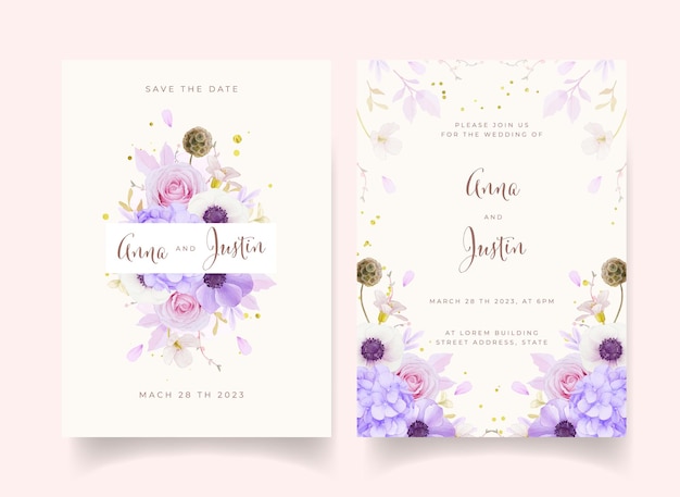 Invitation De Mariage Avec Des Roses Roses Aquarelles