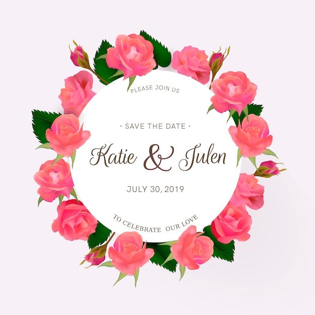 Invitation De Mariage Avec Des Roses