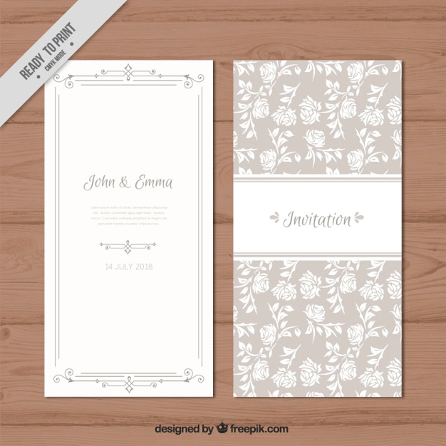 Vecteur gratuit invitation de mariage roses