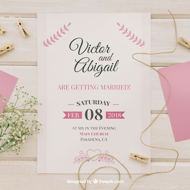 Vecteur gratuit invitation de mariage en style rétro