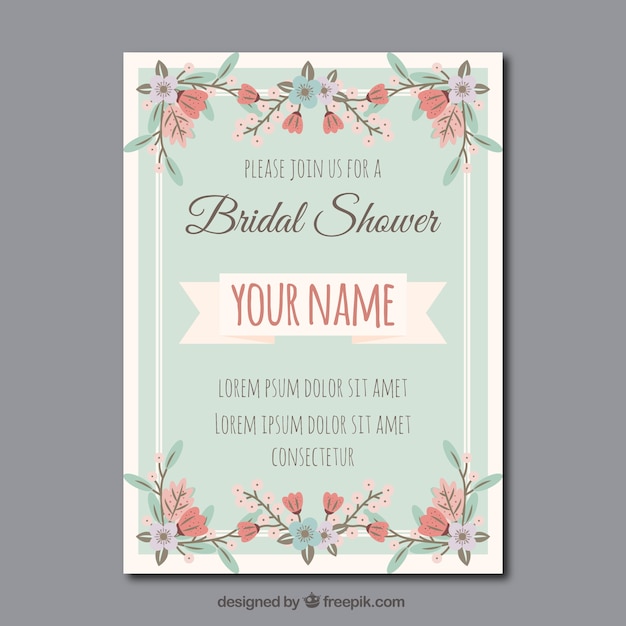 Invitation Nuptiale De Douche Florale Dans Un Style Vintage