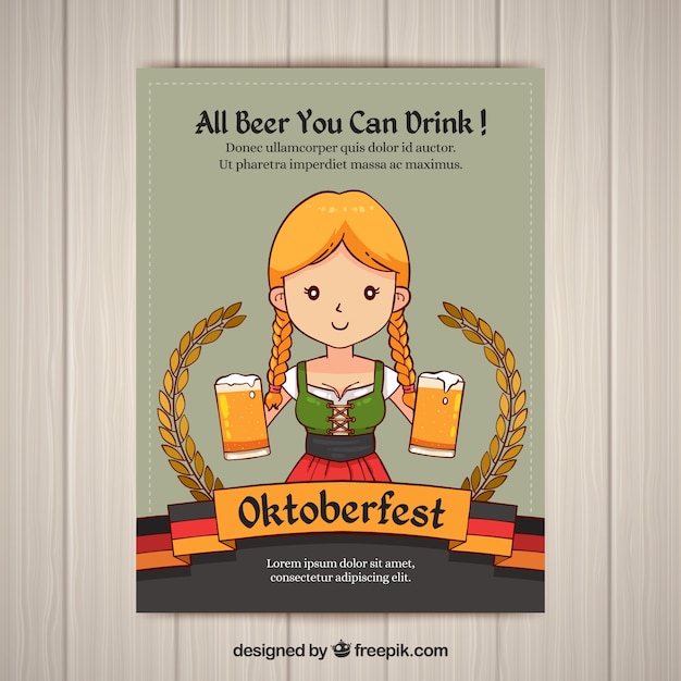 L'invitation D'oktoberfest De Fille Avec Des Bières