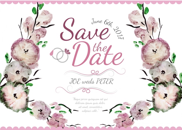 Invitation Pour Mariage De Fleurs D'aquarelle