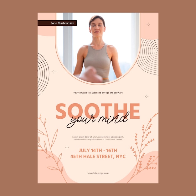 Vecteur gratuit invitation à une retraite de yoga dessinée à la main