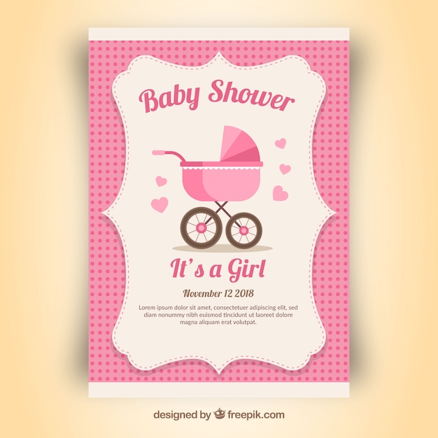 Vecteur gratuit invitation rose de douche de bébé pour une fille