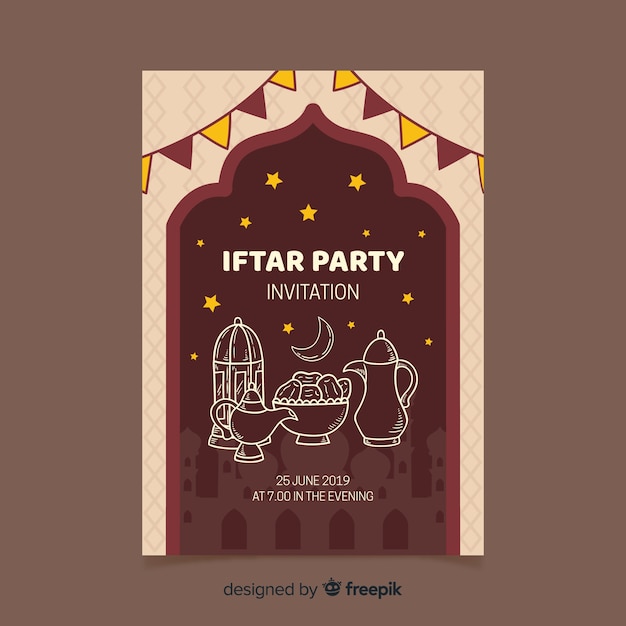 Vecteur gratuit invitation à une soirée iftar