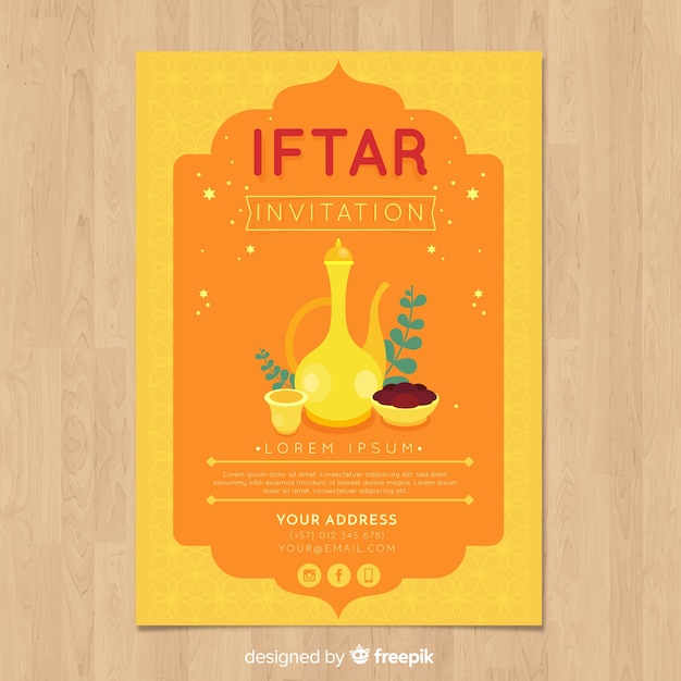 Vecteur gratuit invitation à une soirée iftar