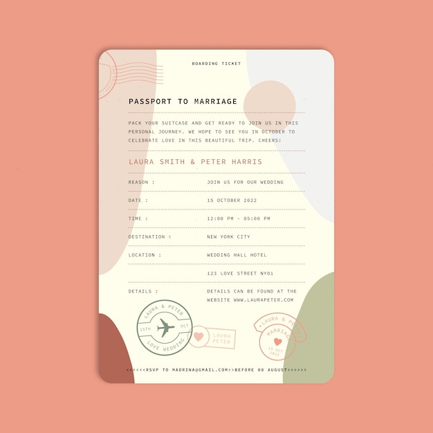 Vecteur gratuit invitations de mariage de carte postale design plat