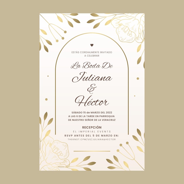 Vecteur gratuit invitations de mariage dégradées en espagnol