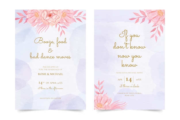 Invitations De Mariage Drôles à L'aquarelle