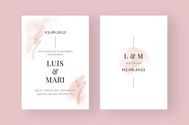 Invitations de mariage formelles à l'aquarelle