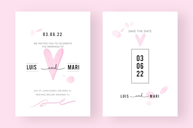 Invitations de mariage formelles à l'aquarelle