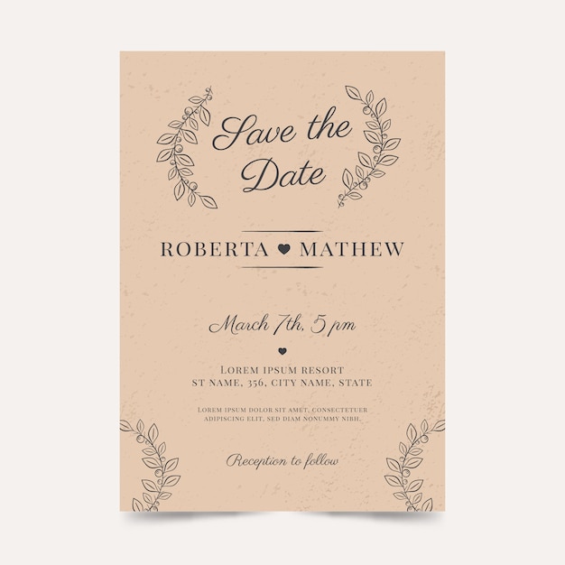 Invitations De Mariage Rustiques Dessinées à La Main