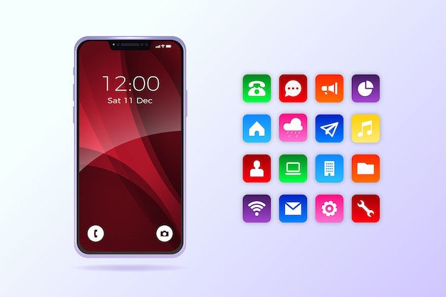 Vecteur gratuit iphone réaliste 11 avec des applications