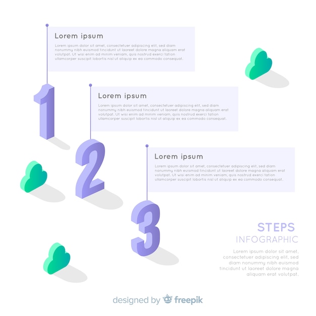 Isométrique Coloré étape Numérotée Infographique