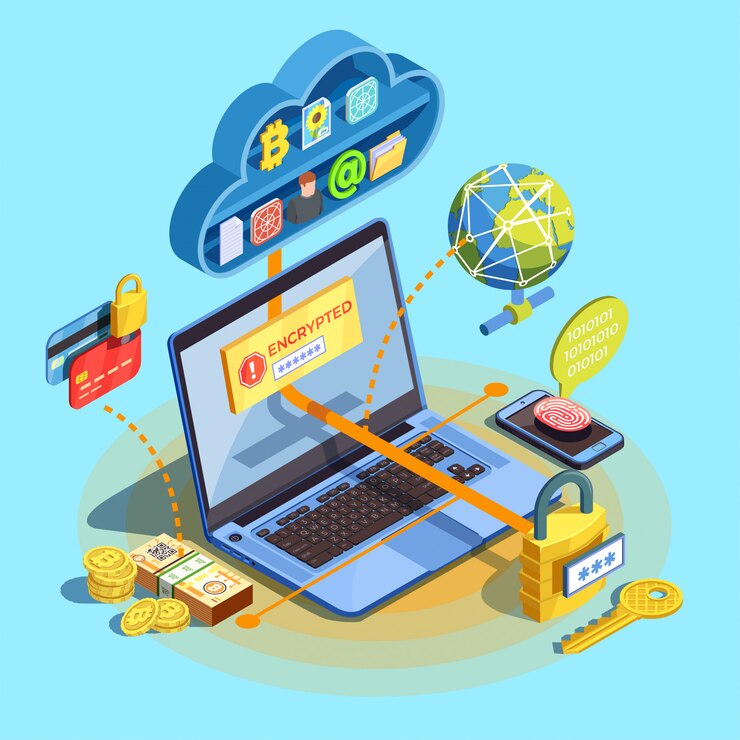 Vecteur gratuit isométrique réseau crypté
