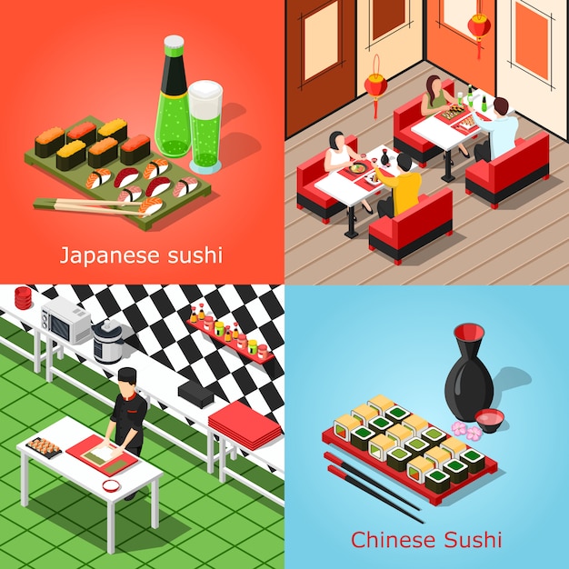 Isométrique Sushi Bar Concept