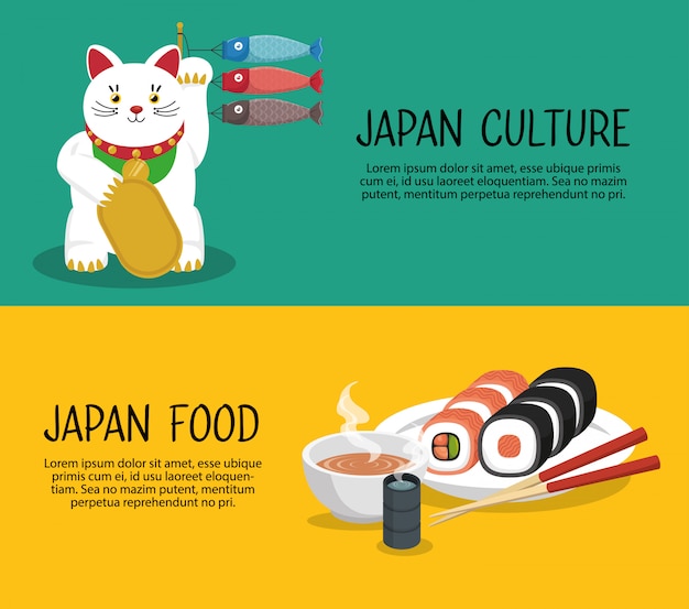 Vecteur gratuit japon voyage bannière culture alimentaire graphique
